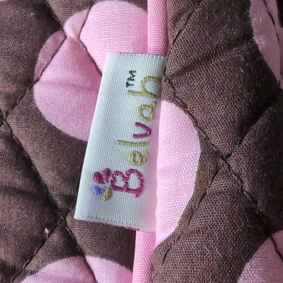 Belvah Beauty and Quality Pink/Brown Polkadot Quilted Tote Bag/Messenger Bag. - Picture 4 of 15